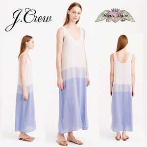 J Crew Maxi Dress White Blue Metallic Stripe S